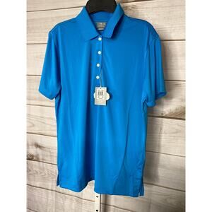 Brand New Page and Tuttle Men's Medium Blue Short Sleeve Polo Shirt Scotchguard
